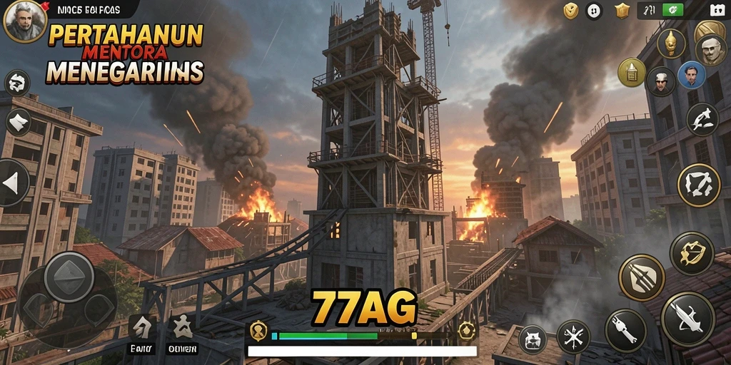 Screenshot gameplay 77AG menampilkan aksi pertahanan menara yang seru.