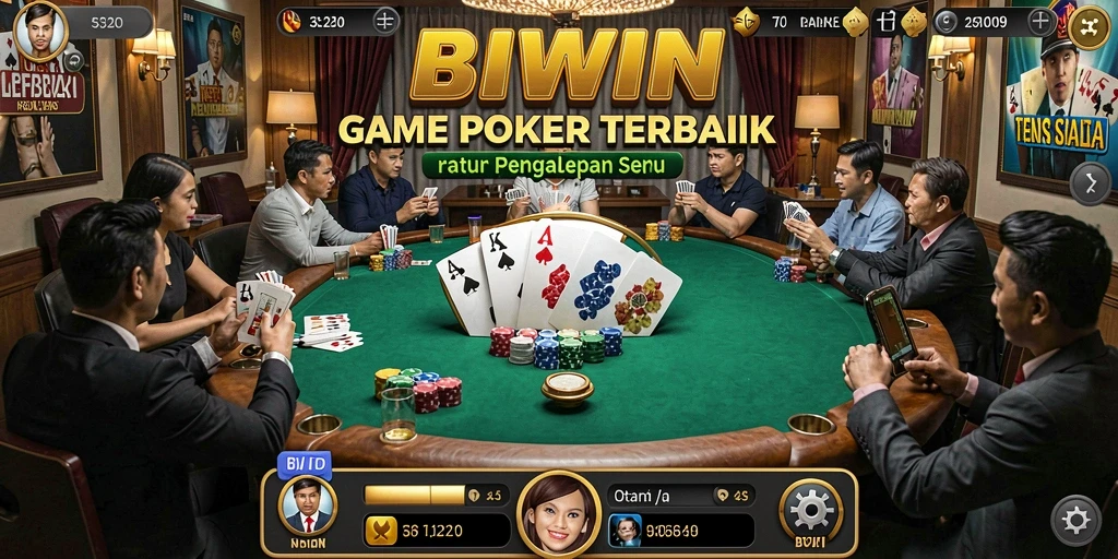Tampilan gameplay <strong>BIWIN</strong> yang memukau dengan aksi poker seru.