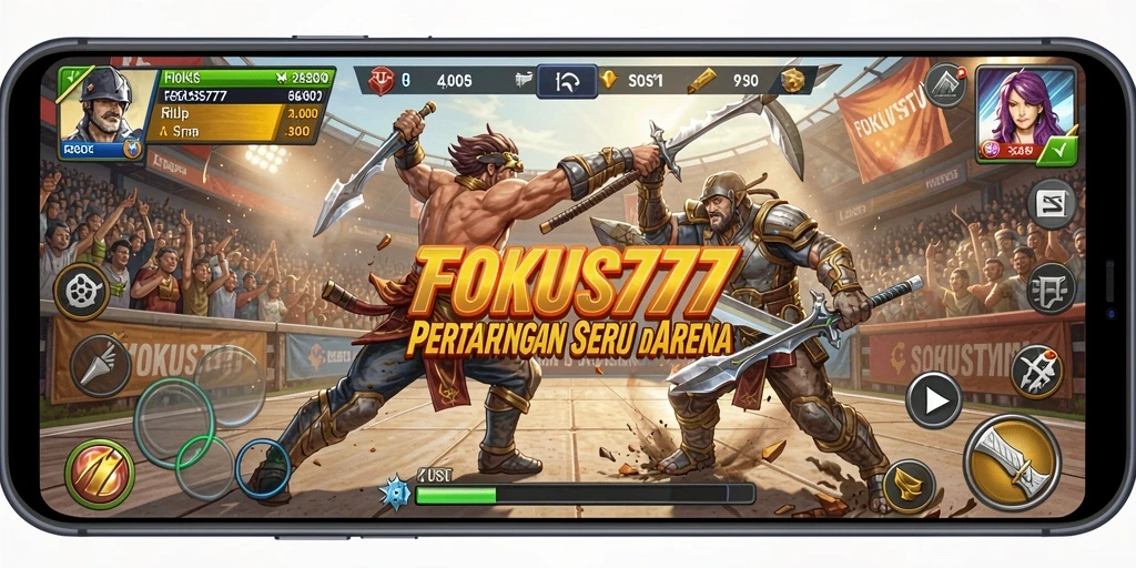 Screenshot menunjukkan aksi pertarungan intens dalam FOKUS777.