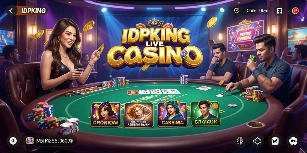 Tampilan utama <strong>IDPKING</strong> dengan dealer Live Casino yang profesional.