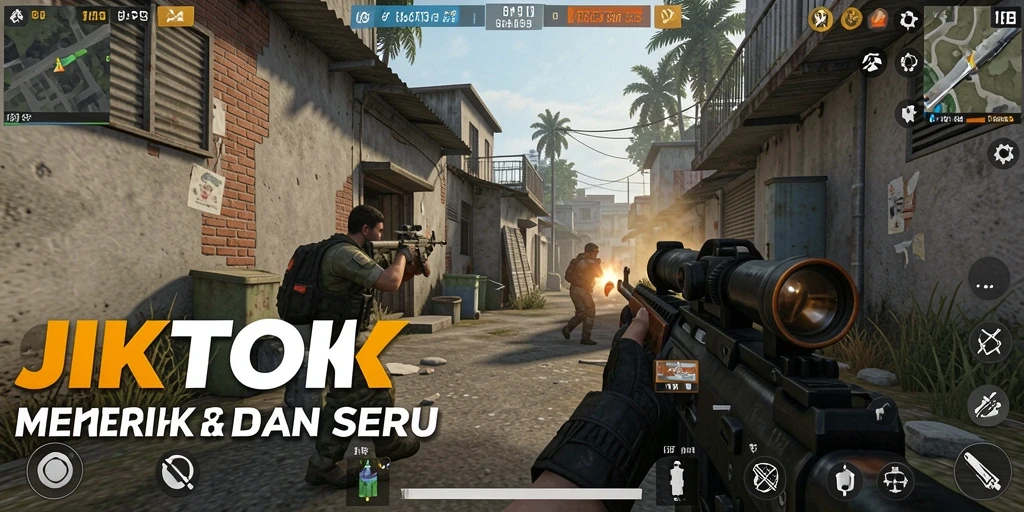 Tangkapan layar gameplay JKTOK menampilkan aksi tembak-menembak yang mendebarkan.