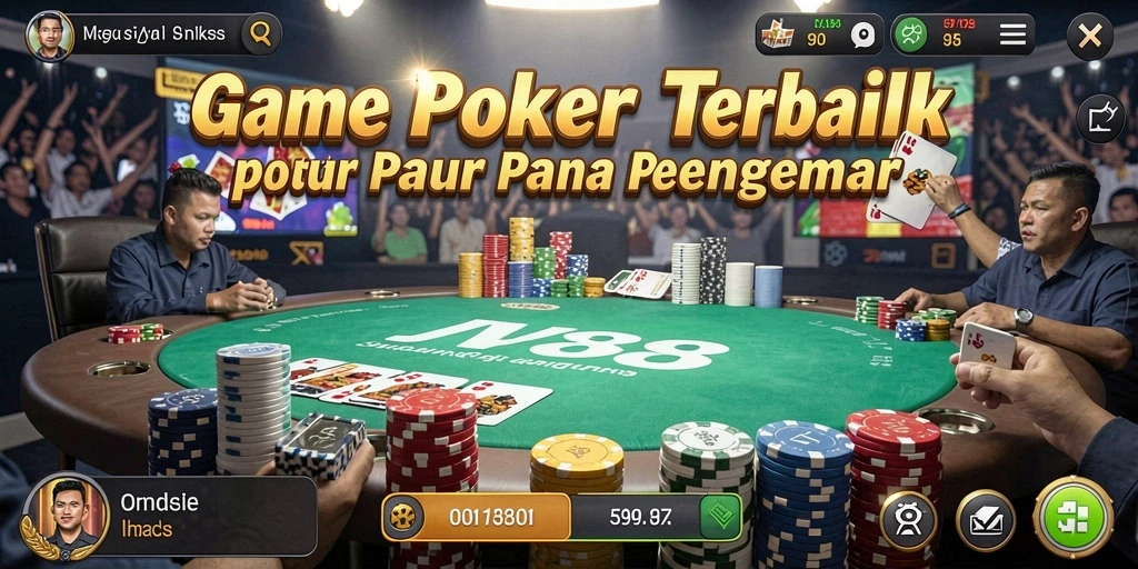 Tampilan gameplay Poker yang mengasyikkan di JV88.