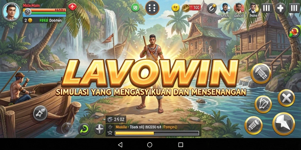 Screenshot gameplay LAVOWIN menampilkan desain dunia virtual yang menarik.