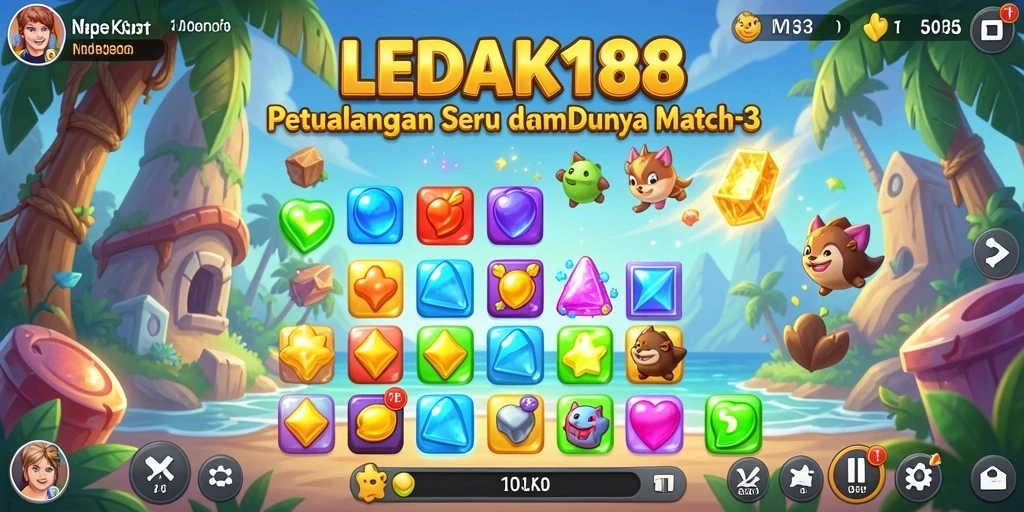 Screenshot gameplay <strong>LEDAK188</strong> dengan warna cerah dan kombinasi batu permata.