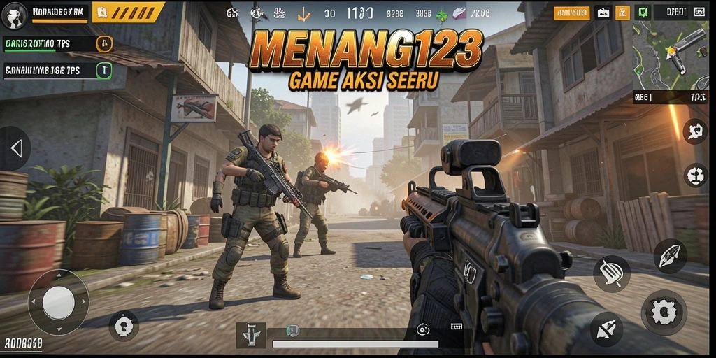 Screenshot MENANG123 menunjukkan aksi seru dalam gameplay TPS.