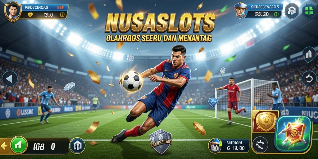 Tangkapan layar utama NUSASLOTS dengan gameplay olahraga yang seru.