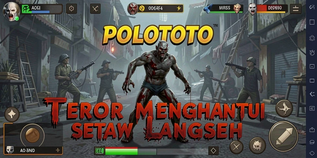 Screenshot gameplay POLOTOTO yang menampilkan momen mencekam saat menghadapi makhluk Horror.