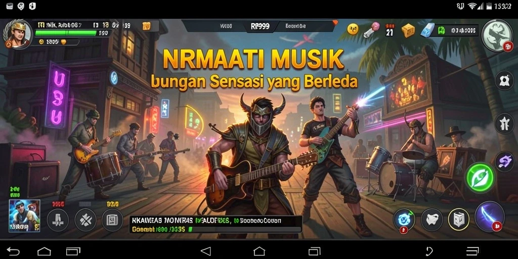 Tampilan screen game RR999 dengan gameplay musik yang interaktif.