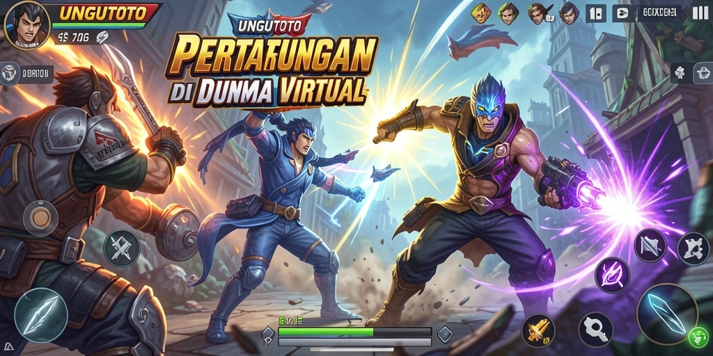 Tampilan gameplay UNGUTOTO yang mendebarkan saat pertarungan berlangsung.